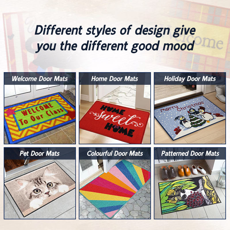Door mat design styles: welcome, home, holiday, pet, colourful and patterned